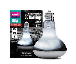 ARCADIA MINI D3 80W E27 BASKING LAMP REPTILE BULB HEAT LIGHT & UV UVA UVB IR