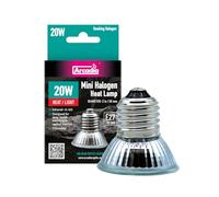 Arcadia Reptile Mini Halogen Heat Lamp (20W) - 1x Energy Efficient Highly Bioavailable Infrared Heat Lamp, Dimmable Wide Beam Gentle Heat Source, Tissue Warming Reptile Basking Lamp for Small Species