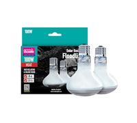 Arcadia Reptile - Solar Basking Floodlight - 100w Twin Pack - Standard E27 Fitting - Produces Essential UVA - Aids Wellbeing & Colour Vision -Suitable for All Reptiles