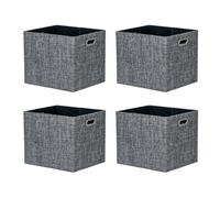 ArcaGuru 13x15x13 Storage Cube Bins, Foldable Fabric Organizer Bins Storage Cubes Baskets Box Drawers for Shelves, Closet, Wardrobe, Bookshelf, 4 Pack, Black