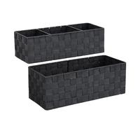 ArcaGuru Bathroom Baskets Organizer, Toilet Tank Baskets Organization Containers Woven Small Basket Decor Storage Holder for Organizing Dresser Bathroom Countertop, Set of 2 (Black)