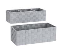 ArcaGuru Bathroom Baskets Organizer, Toilet Tank Baskets Organization Containers Woven Small Basket Decor Storage Holder for Organizing Dresser Bathroom Countertop, Set of 2 (Light Gray)