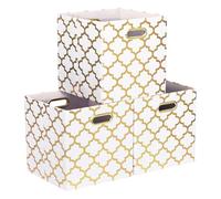 ArcaGuru Cube Storage Bins, Collapsible Storage Bins Fabric Storage Cubes Organizer Baskets Box Drawers for Shelves, Closet, Wardrobe, Bookshelf, Cabinet, 28 x 28 x 28cm, 3 Pack, White