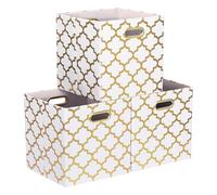 ArcaGuru Storage Cube Bins, Collapsible Storage Bins Fabric Storage Cubes Organizer Baskets Box Drawers for Shelves, Closet, Wardrobe, Bookshelf, Cabinet, 33 x 33 x 33cm, 3 Pack, White
