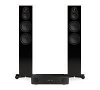 Arcam A15+ Amplifier and Monitor Audio Silver 300 8G Speakers Hi-Fi Bundle Gloss Black