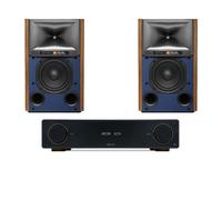 Arcam A15+ Integrated Amplifier Black with JBL 4309 Studio Monitor Bookshelf Speakers Walnut Pair