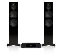 Arcam A25+ Amplifier and Monitor Audio Silver 500 8G Speakers Hi-Fi Bundle Gloss Black