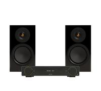 Arcam A5+ Amplifier and Monitor Audio Silver 50 8G Speakers Hi-Fi Bundle Gloss Black