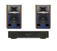 Arcam A5+ Integrated Amplifier Black with JBL 4309 Studio Monitor Bookshelf Speakers Walnut Pair