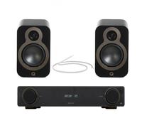 Arcam Radia A5 Integrated Amplifier with Bluetooth and Q Acoustics 3020c Bookshelf Speakers Pair Black HiFi Package