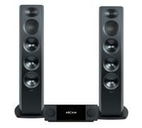 Arcam Radia SA45 Streaming Amplifier & R45 Floorstanding Speakers Hi-Fi Bundle Black