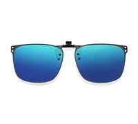 ARCAMOY Clip on Sunglasses Over Prescription Glasses Polarized Anti Glare Flip Up UV Protection Glasses For Men Women, Ice Blue, 64*46mm