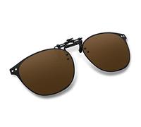 ARCAMOY Clip on Sunglasses Over Prescription Glasses Polarized Anti Glare Flip Up UV Protection Glasses For Men Women, Brown, M