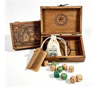 Arcane Divination Dice Set Engraved Wooden Box Oracle Dice for Ritual