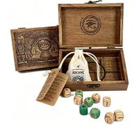 Arcane Divination Dice Set - Engraved Wooden Box, Oracle Dice for Tarot Ritual, Handcrafted Intuition Amplifier, Complete 10-Piece Dice for Deep Symbolic Insight & Daily Guidance (1PC)