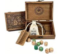 Arcane Divination Dice Set - Engraved Wooden Box, Oracle Dice for Tarot Ritual, Handcrafted Intuition Amplifier, Complete 10-Piece Dice for Deep Symbolic Insight and Daily Guidance