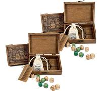 Arcane Divination Dice Set - Engraved Wooden Oracle Dice for Tarot Ritual & Rune Casting, Handcrafted Intuition Amplifier with Hand-Stained Sacred Box, Spiritual Astrology for Wicca (2pc)