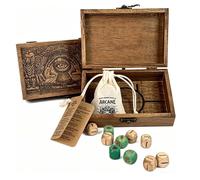 Arcane Divination Dice Set - Engraved Wooden Oracle Dice for Tarot Ritual & Rune Casting, Handcrafted Intuition Amplifier with Hand-Stained Sacred Box, Spiritual Astrology for Wicca (1pc)