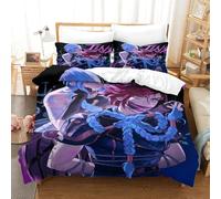 Arcane Duvet Cover Set Bedding Set 3 Pcs for Kids Boys Girls Modern Fashion Design Comforter Cover Microfiber Jinx Character Bedspread Cover with 2 Pillow Cases(No Comforter) Double（200x200cm）