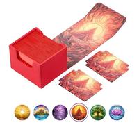 Arcane Fortress MTG Deck Box - Commander Deck Box for 120 Sleeved Cards with Art Interior - Leather Dividers, Nano-Fiber Exterior, Magnetic Closure - Perfect for Magic: The Gathering, TCG - Red
