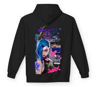 Arcane Jinx Sweatshirt - League of Legends | Unisex Black Hoodie | Made in Italy for Video Games and Anime Fans |, Black, XL