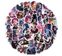 Arcane Stickers 50 Pcs Vi Jinx Arcane Stickers Waterproof Vinyl Anime Sticker for Adults Cool Decals for Water Bottles Laptops Phone Cases Skateboard Stickers Arcane Merch