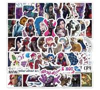 Arcane Stickers for Adults Teens 60 Pcs Waterproof Anime Sticker Arcane Vinyl LOL Anime Vi Jinx Stickers for Skateboard Laptop Scrapbook Phone Case