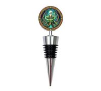 Arcane Wizard Stained Glass Bottle Stopper - Fantasy Magic Gift | Mystic Mage Metal Alloy Wine Stopper for RPG, Witchcore & Fantasy Lovers