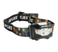 Arcas 30710015 - LED Head Lamp with 9 W Adjustable Headband and Sensor Rechargeable via USB Port Headlamp with 6 Light Functions, Ideal for Working, Hiking and Jogging