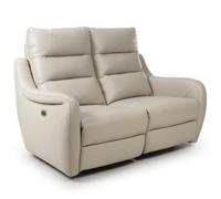 arcata faux leather electric recliner 2 seater sofa in chalk
