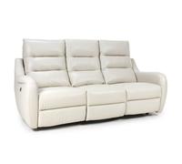 arcata faux leather electric recliner 3 seater sofa in chalk