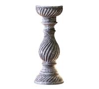 arcata small polyresin aged candle holder in grey