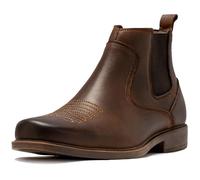 ArcBrothers Cowboy Boots for Men Square Toe - Premium Leather Ankle Western Boots Chelsea Slip On Retro Style Ultimate Comfort & Durability, Coffee, 9 UK