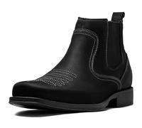 ArcBrothers Cowboy Boots for Men Square Toe - Premium Leather Ankle Western Chelsea Slip On Boots, Black, 12