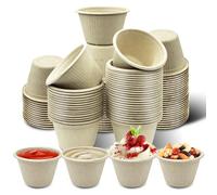 Arcccky 150 Pack Small Disposable Compostable Bowls, Natural Bagasse, Heavy-Duty (4 oz) for Sample, Snack, Ice Cream, Salad, Soup, Dessert, Condiment, Sauce