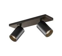 Arcchio Adjustable 2 Way LED Ceiling Spotlight Fitting, Rotatable 350° and 90° Tilt Spots Lights Modern Light Fixture 2X GU10 (Bulbs Not Included) Black Aluminium