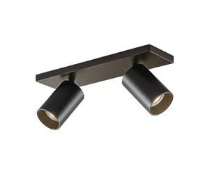 Arcchio Adjustable 2 Way LED Ceiling Spotlight Fitting, Rotatable 350° and 90° Tilt Spots Lights Modern Light Fixture 2X GU10 (Bulbs Not Included) Black Aluminium