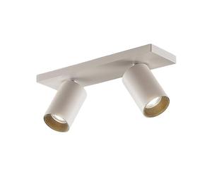 Arcchio Adjustable 2 Way LED Ceiling Spotlight Fitting, Rotatable 350° and 90° Tilt Spots Lights Modern Light Fixture 2X GU10 (Bulbs Not Included) White Aluminium