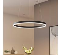 Arcchio Albiona LED pendant light, black, 1 ring, Ø 60 cm