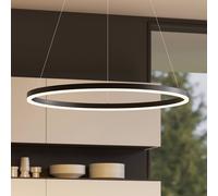Arcchio Albiona LED pendant light, black, 1 ring, Ø 80 cm