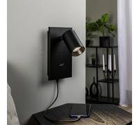 Arcchio Brinja spotlight, black, metal, USB-C, switch