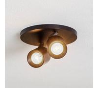 Arcchio Brinja spotlight, black, round, Ø 7 cm, 2-bulb, GU10