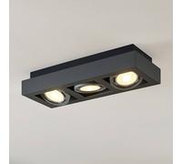 Arcchio Ceiling Light Ronka dimmable (Modern) in Black Made of Aluminium for e.g. Living Room & Dining (3 Light Sources, GU10) from Ceiling lamp