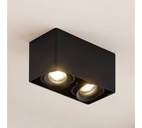 Arcchio Kubika downlight, 19 cm, black, 2-bulb, metal
