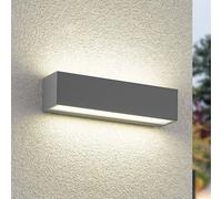 Arcchio LED outdoor wall lamp Lengo, 25 cm, 2-bulb, grey, CCT