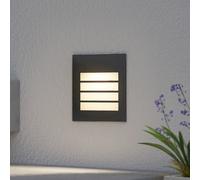 Arcchio LED recessed wall lamp Zamo, louvre, black, IP65