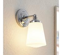 Arcchio Mahdi bathroom wall light, chrome, glass, 11cm, IP44