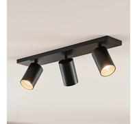 Arcchio spotlight Brinja, black, angular, Ø 6 cm, 3-bulb, GU10