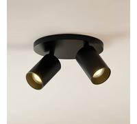 Arcchio spotlight Brinja, black, round, Ø 6 cm, 2-bulb, GU10