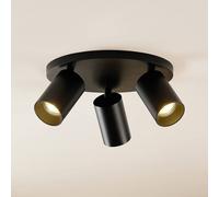 Arcchio spotlight Brinja, black, round, Ø 6 cm, 3-bulb, GU10